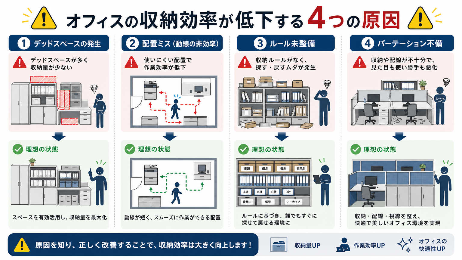 収納効率が低下する原因